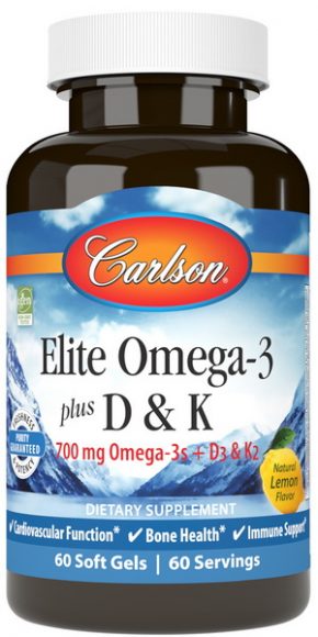 Carlson Labs Elite Omega 3+D+K 60 Soft Gels