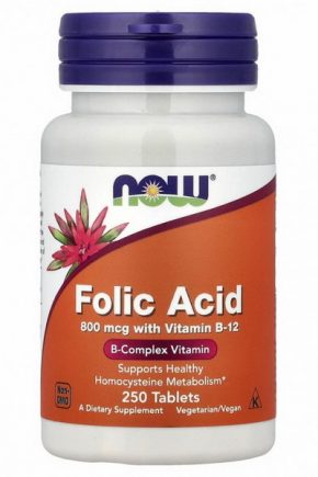 Now Foods фолиевая кислота 800 мкг 250 таблеток