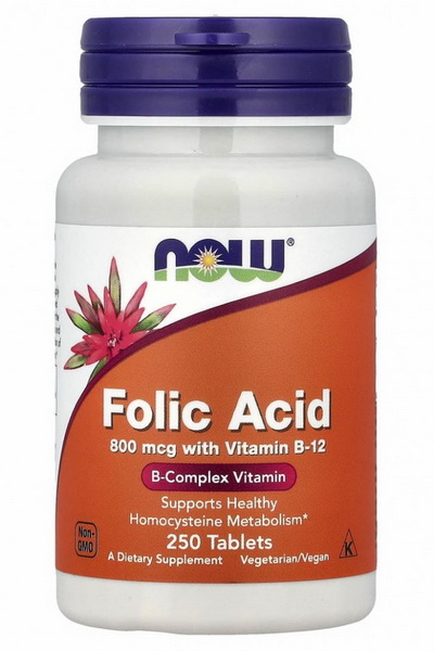 Now Foods фолиевая кислота 800 мкг 250 таблеток