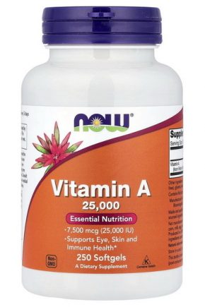 NOW Foods витамин A 7500 мкг (25 000 МЕ) 250 капсул